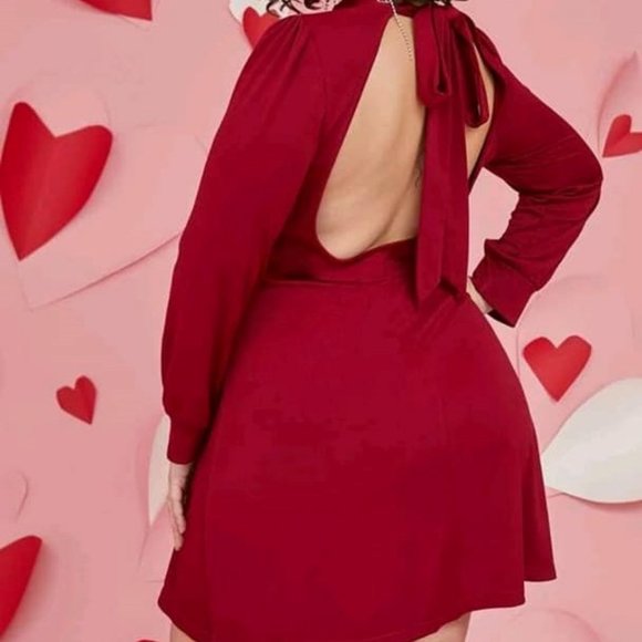 Burgundy Backless Minidress 4X (3X Fit) - Picture 2 of 2